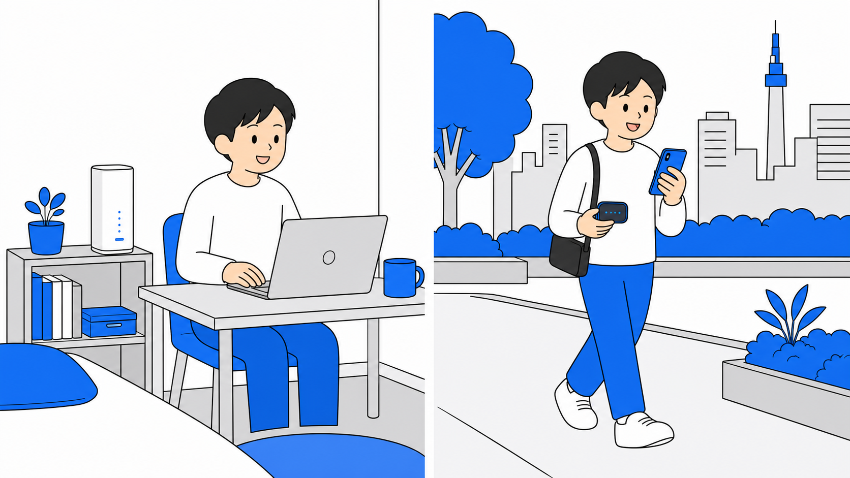 5G CONNECTを自宅に据え置いて使うイメージ