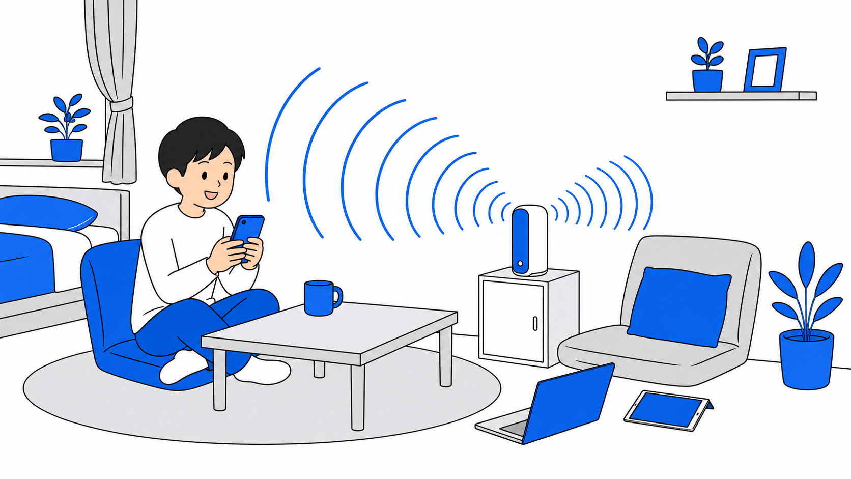 老舗プロバイダのWiMAXルーターを自宅で使うイメージ
