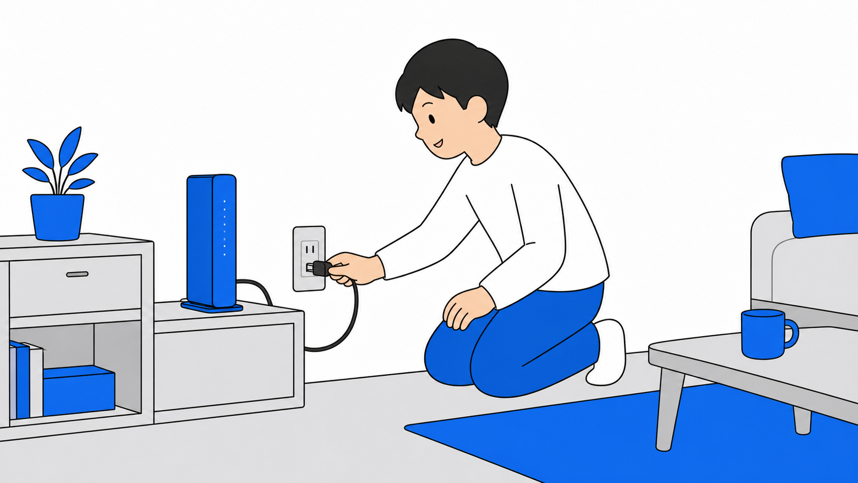 5G CONNECTのホームルーターを検討する一人暮らしの部屋のイメージ