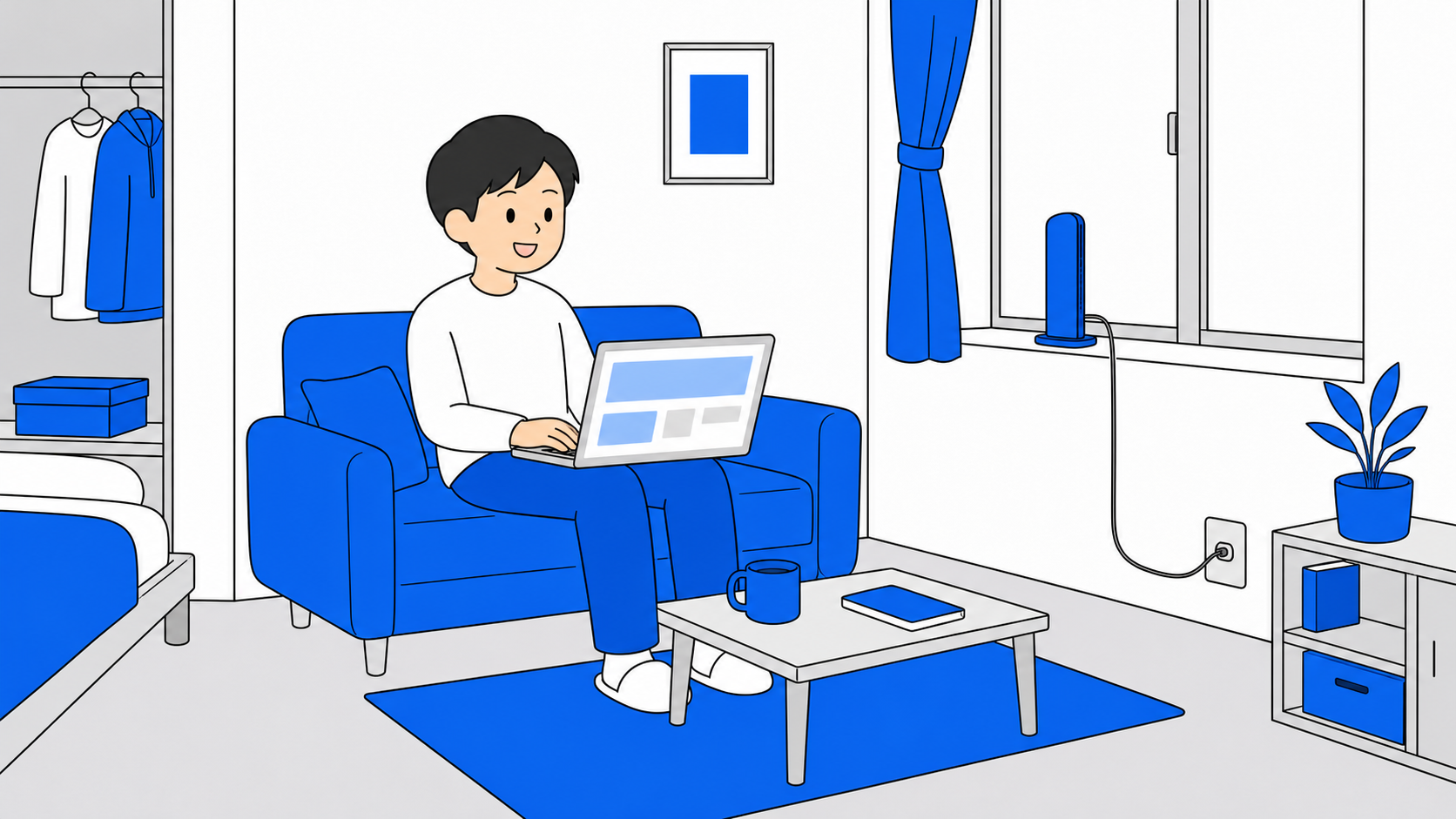 おてがる光を検討する一人暮らしの部屋のイメージ