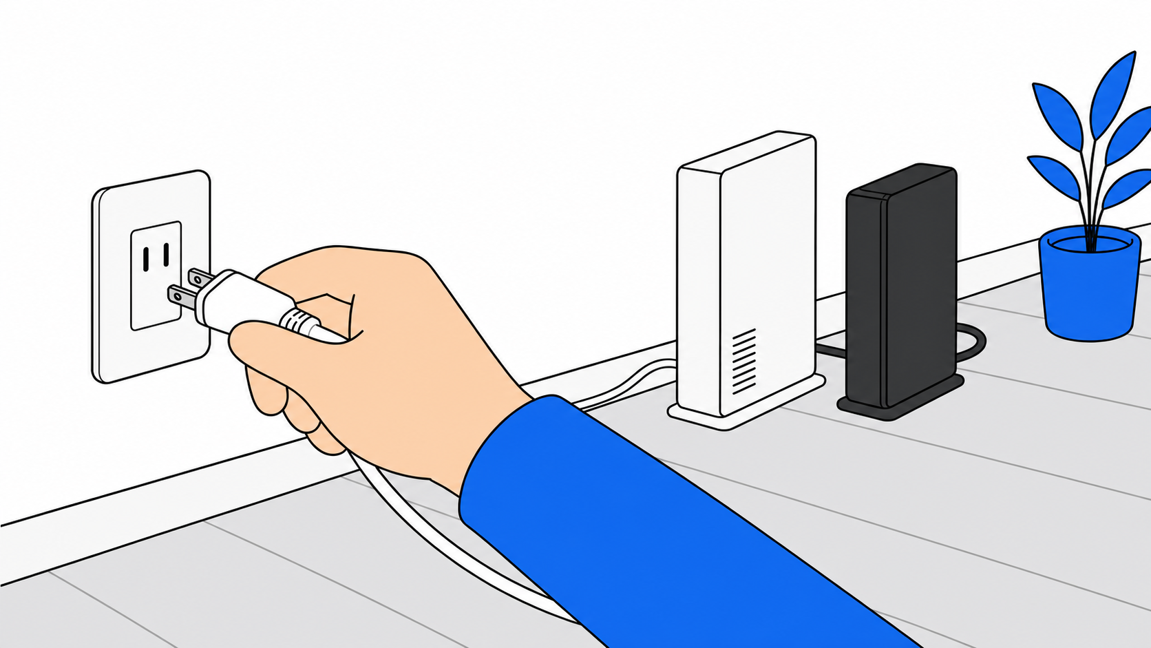 機器を正しい順番で再起動している様子のイメージ