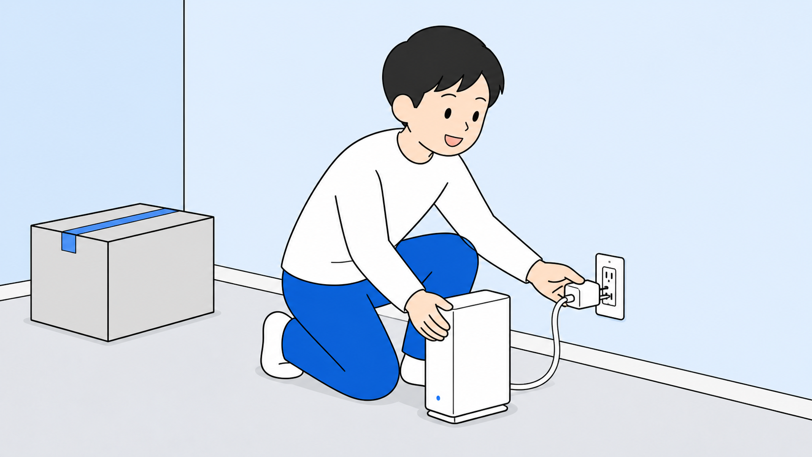 出ていく人が工事不要のネット回線で新居にすぐつなぐイメージ