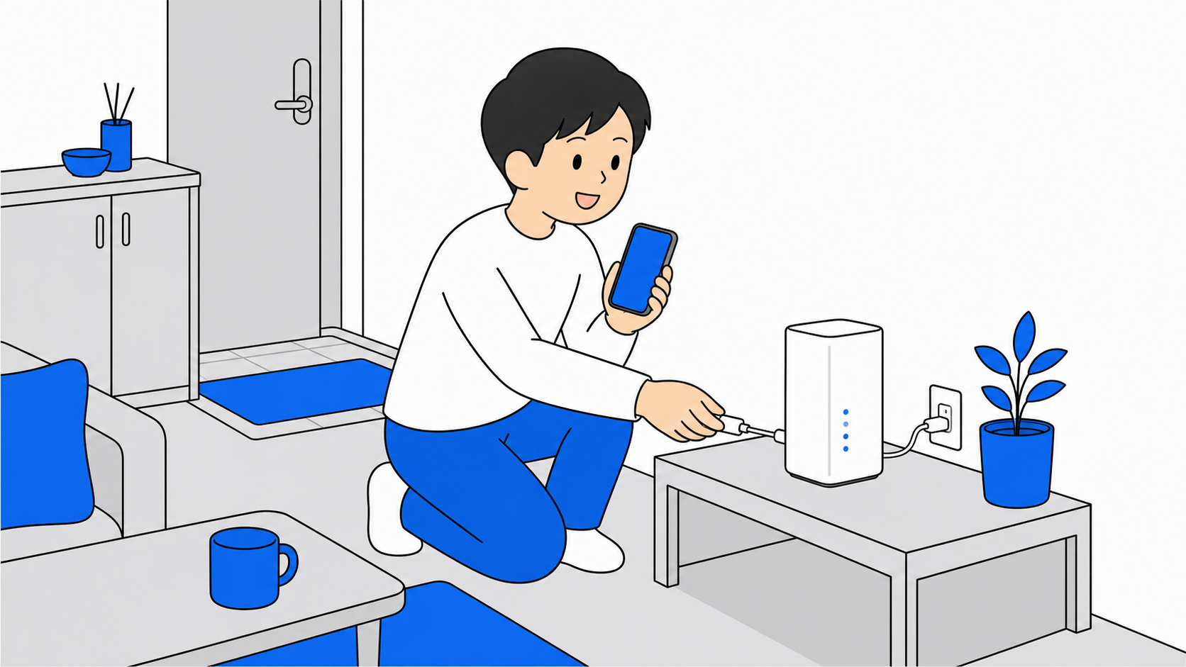 工事不要のWi-Fi端末を使い始めるイメージ