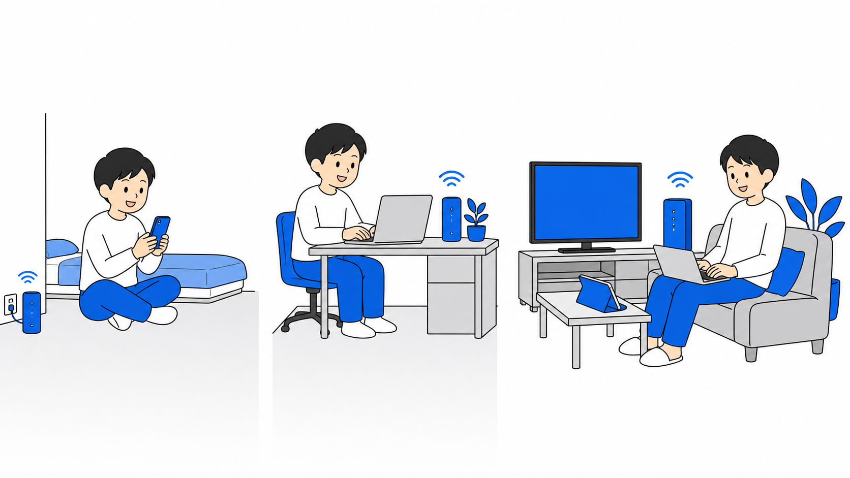 予算別3プラン（節約・標準・快適）を比べたイラスト