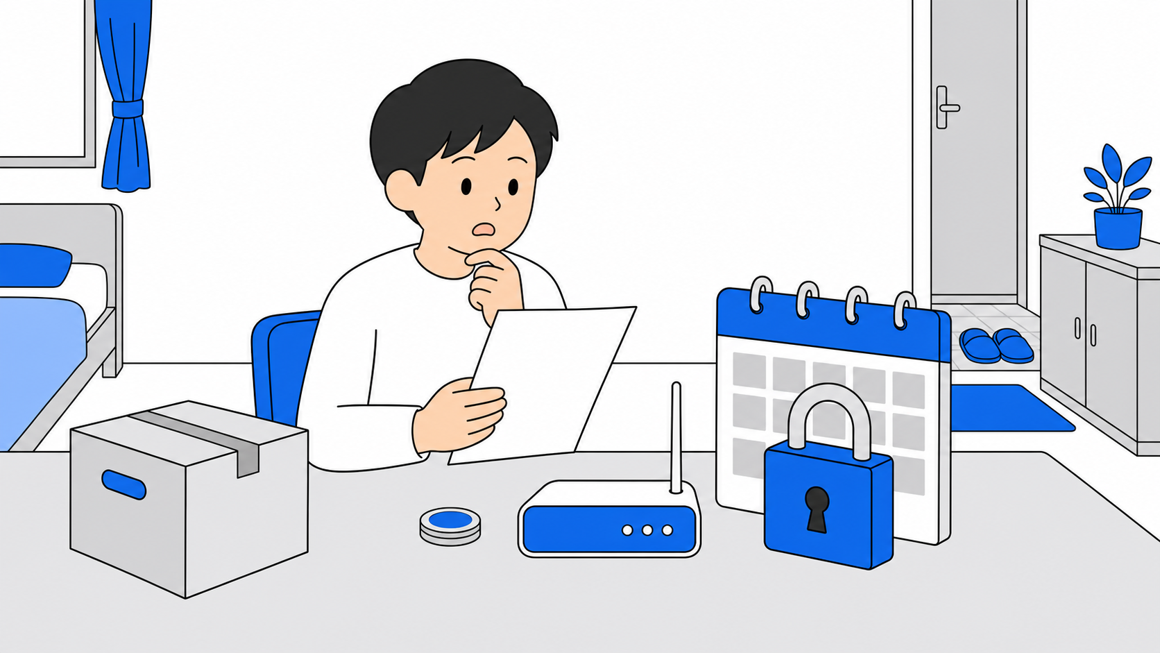 契約期間の落とし穴（解約金・縛り）に注意するイラスト