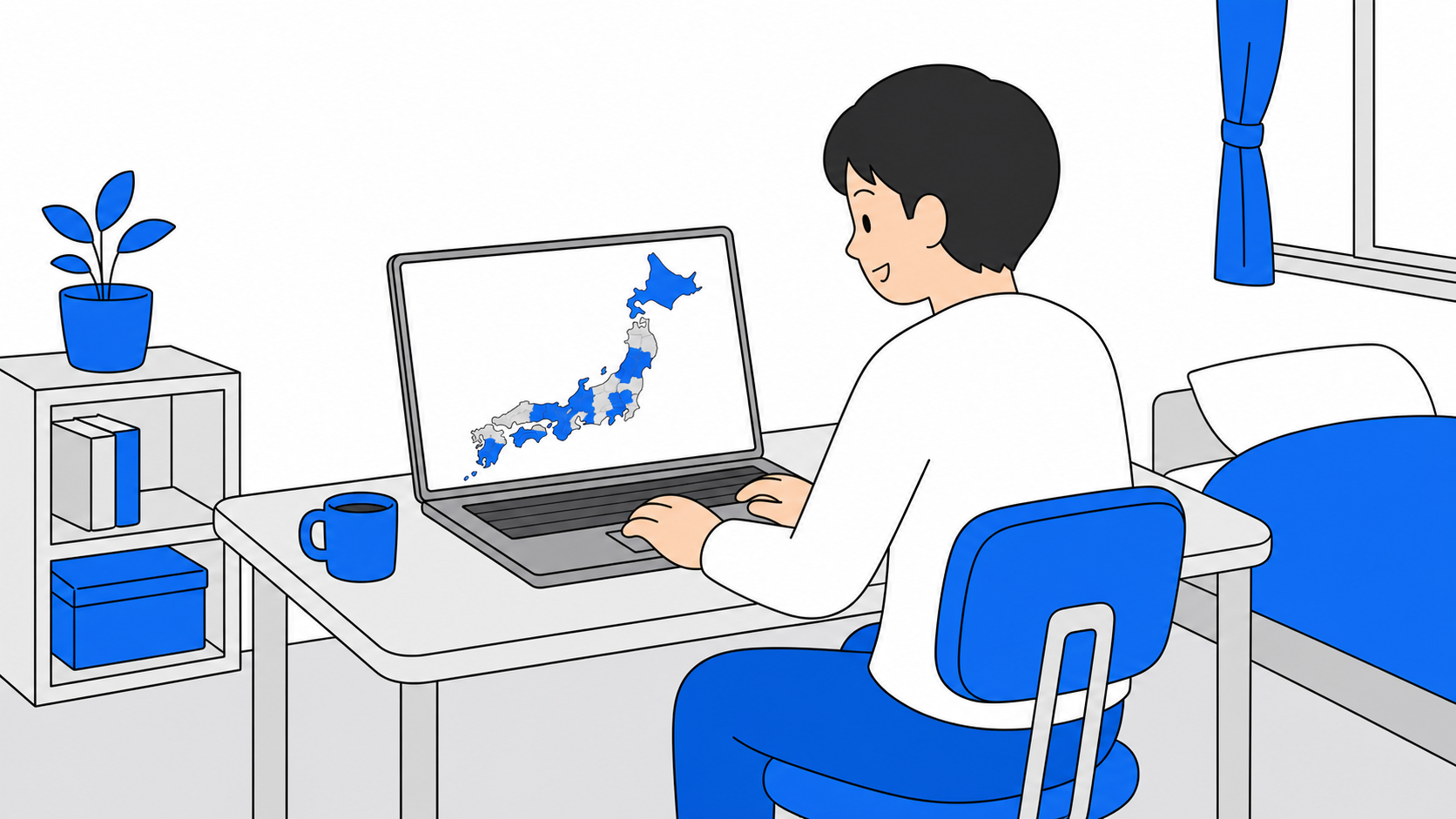 光コラボと独自回線のエリアを確認する在宅ワーカーのイメージ