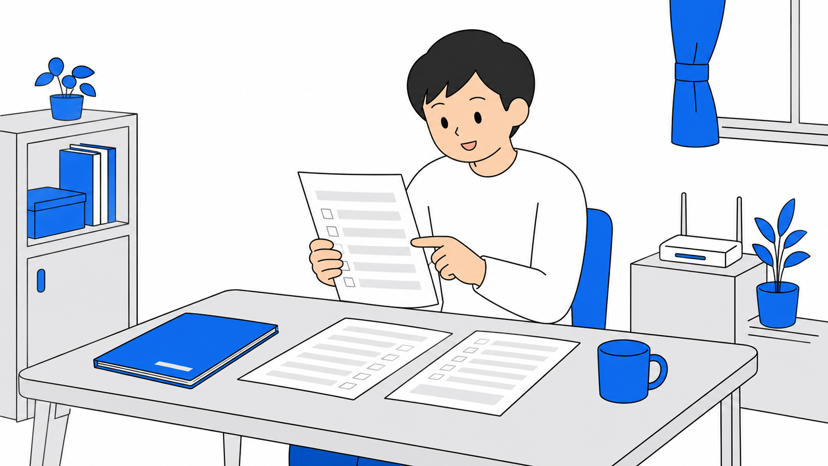 オプションの契約条件を確認する人のイラスト