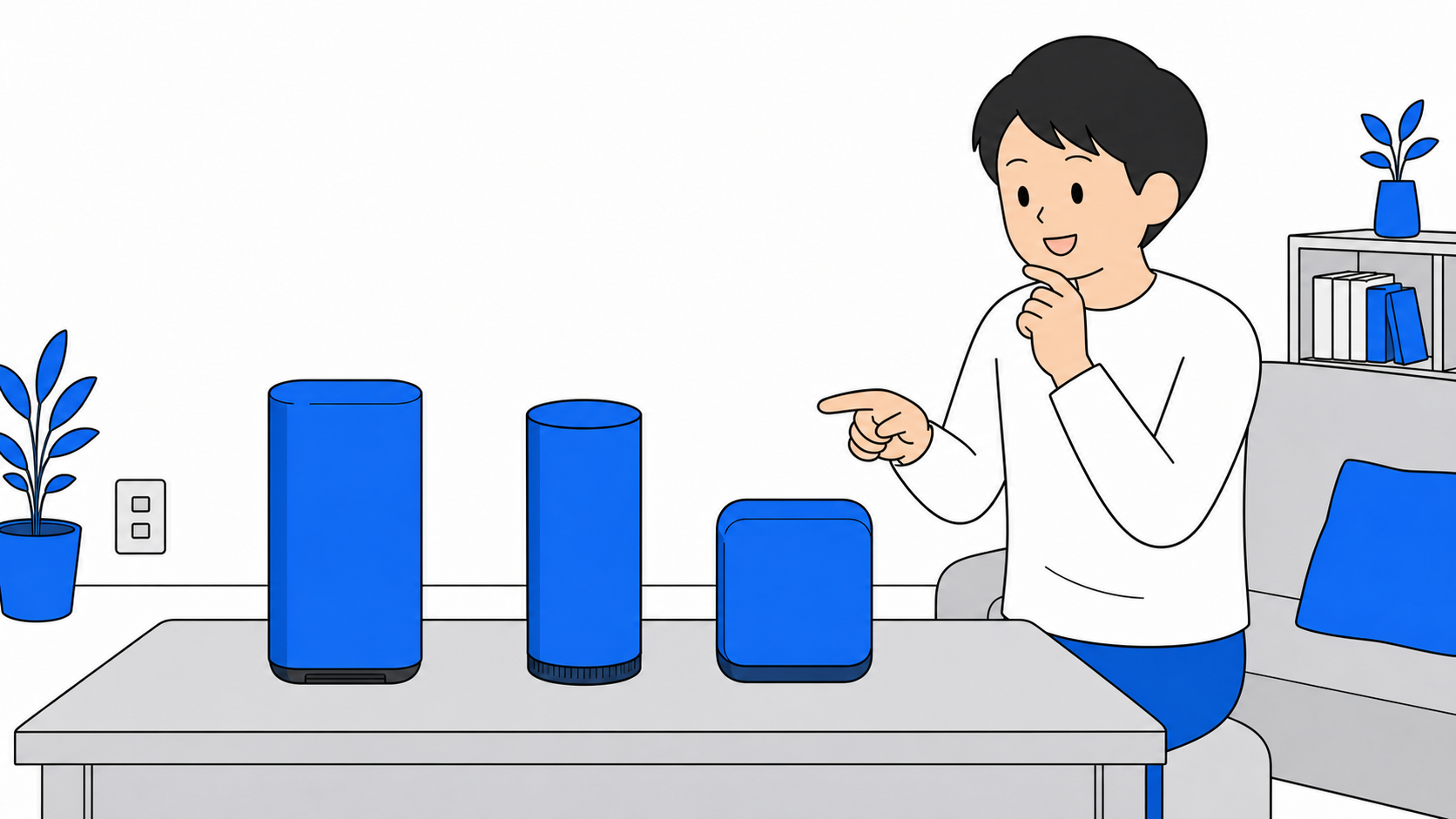 ドコモ・ソフトバンク・auの3社ホームルーターを比べるイラスト