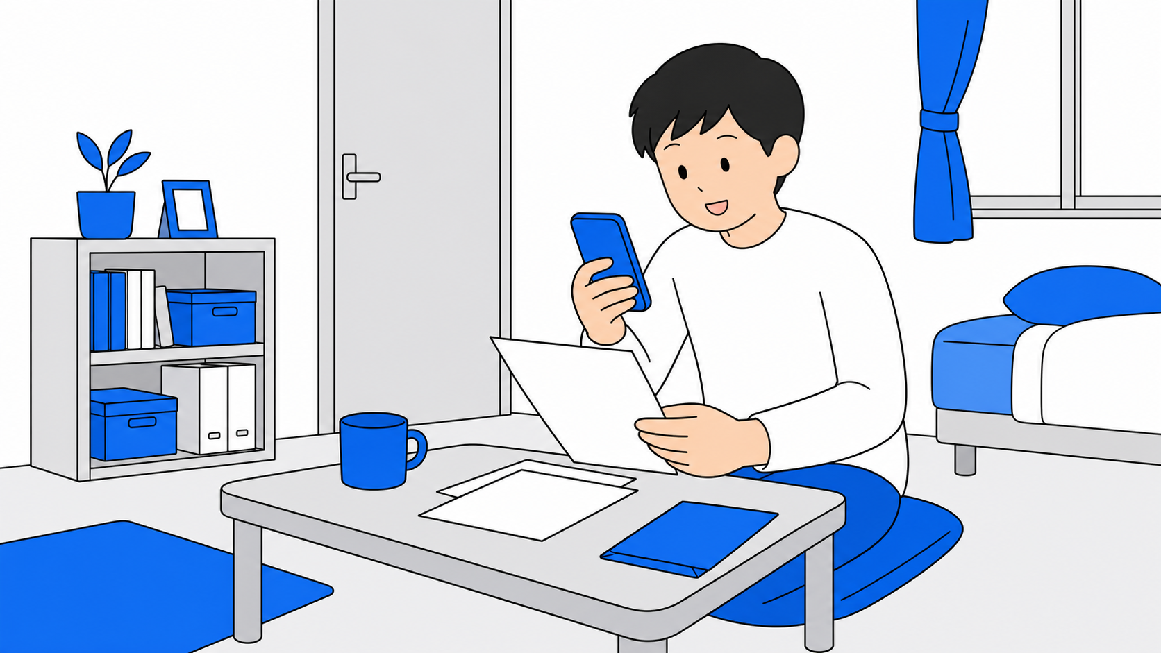 スマホで乗り換え手続きの書類を確認しているイメージ
