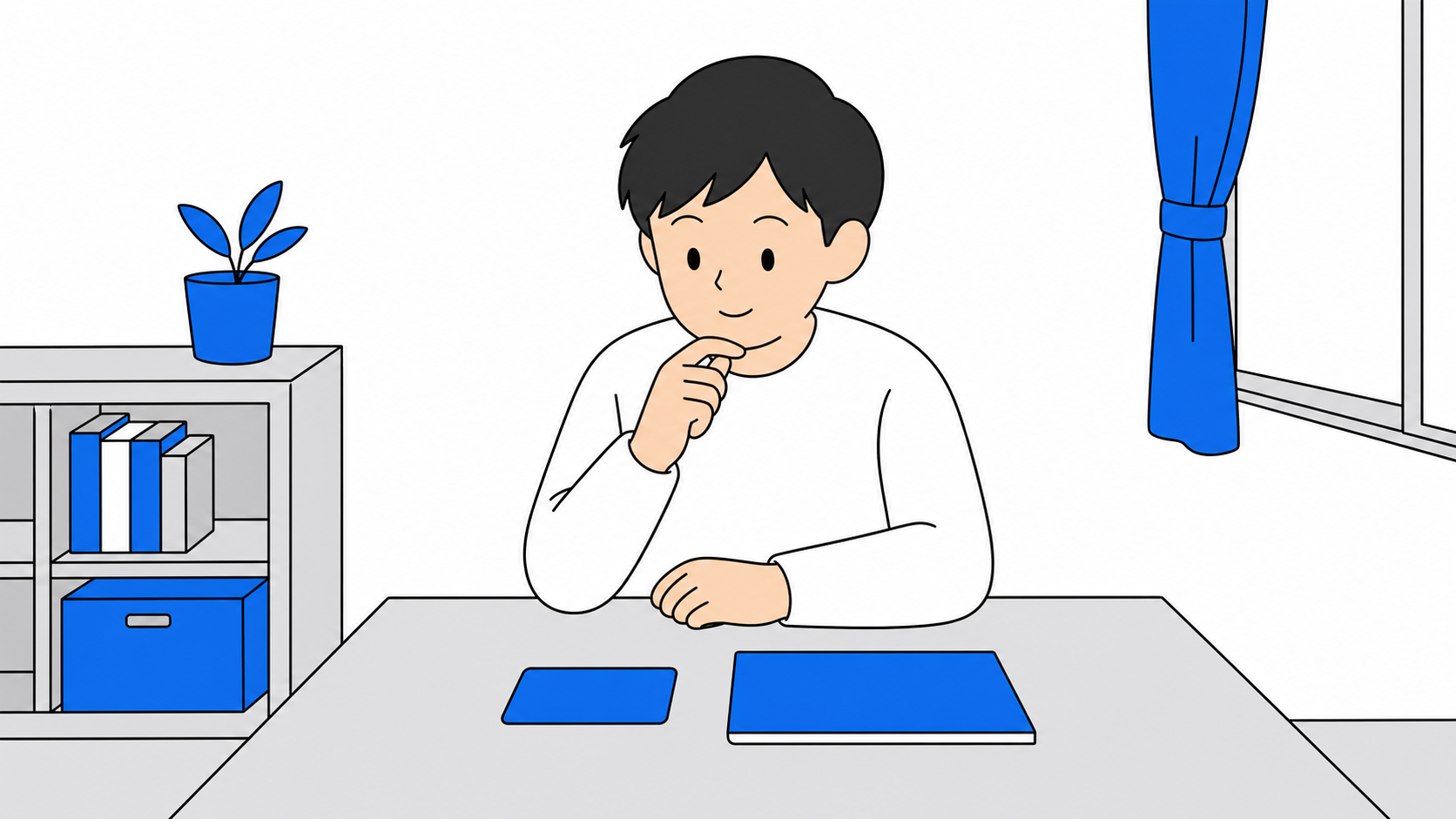 クレジットカードと通帳を並べて支払い方法を選ぶイラスト