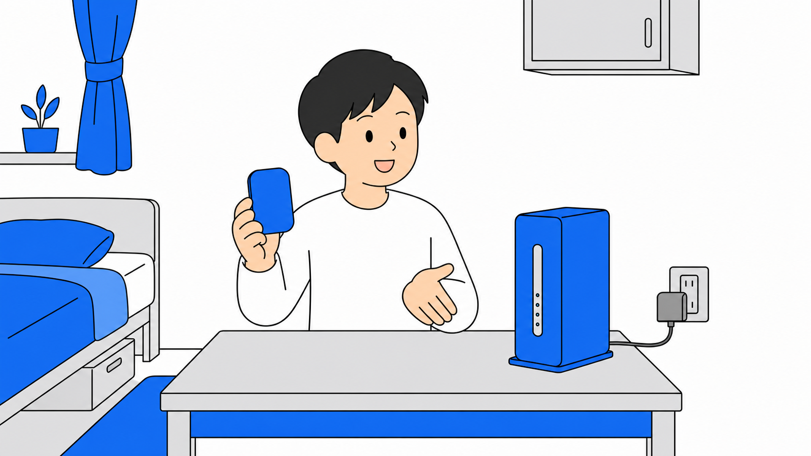 ホームルーターとポケット型Wi-Fiの端末を比べるイラスト