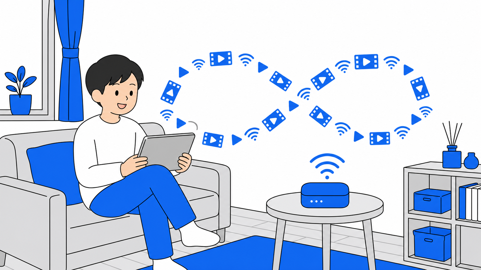 レンタルWi-Fiの端末が届いて開封するイメージ