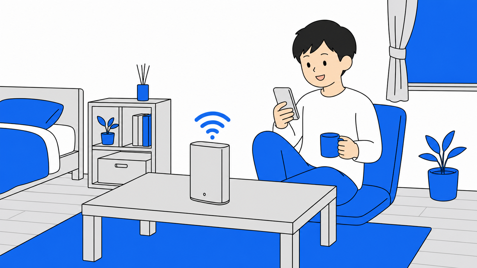 自宅で工事不要のWi-Fiを使うイメージ