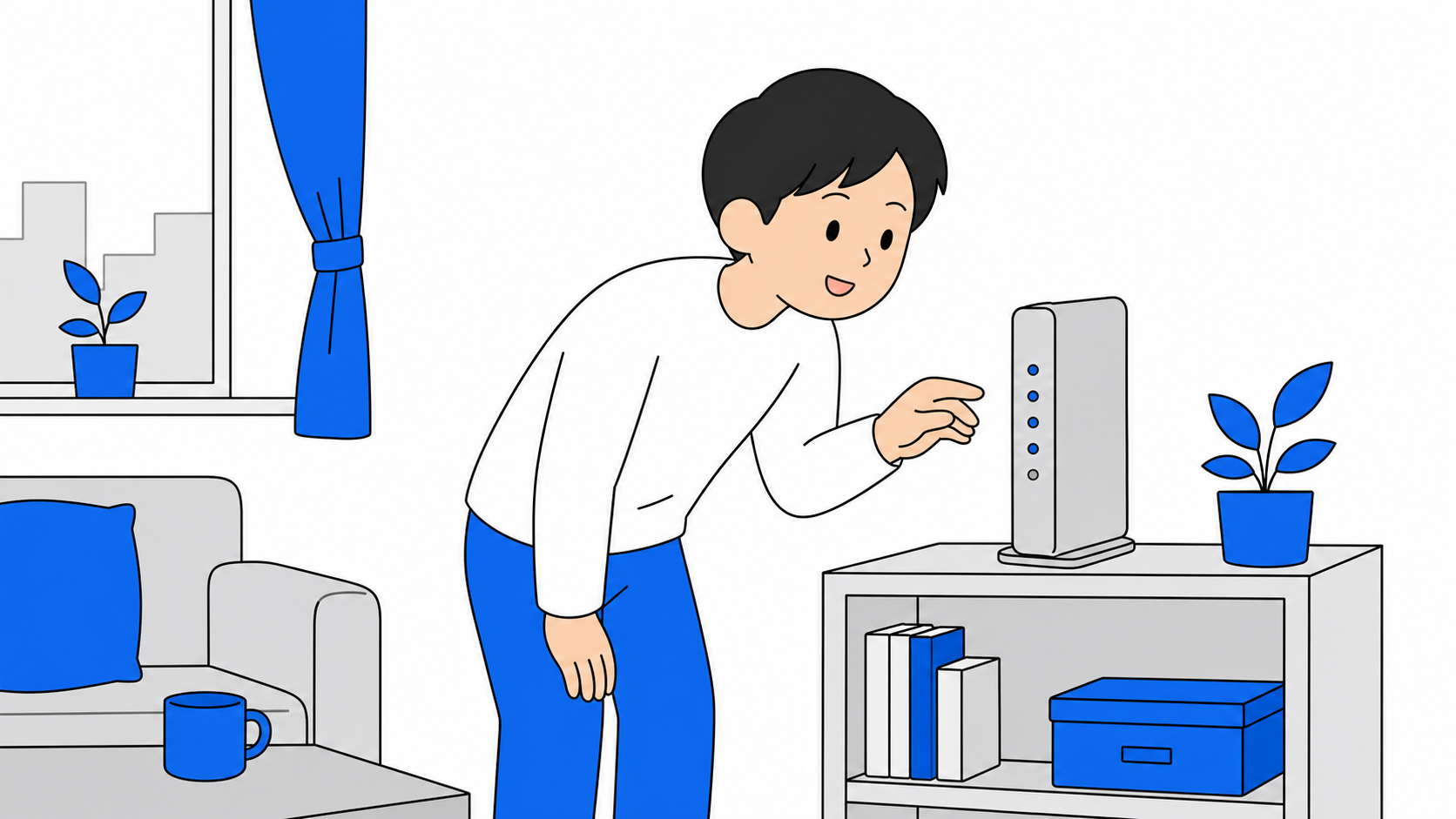 機械のランプを確認している人のイラスト