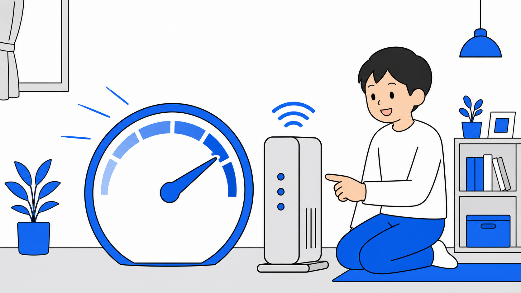 おてがる光を検討する一人暮らしの部屋でノートPCを開く様子