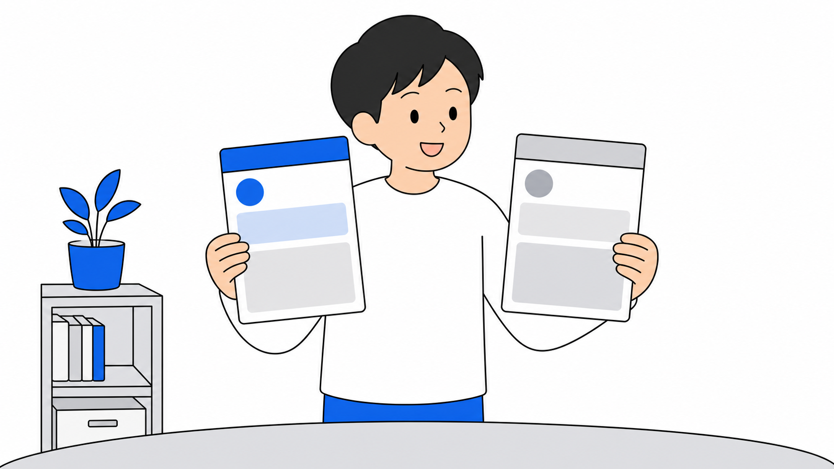 イツキ光の契約書類とルーターを並べて確認するイメージ