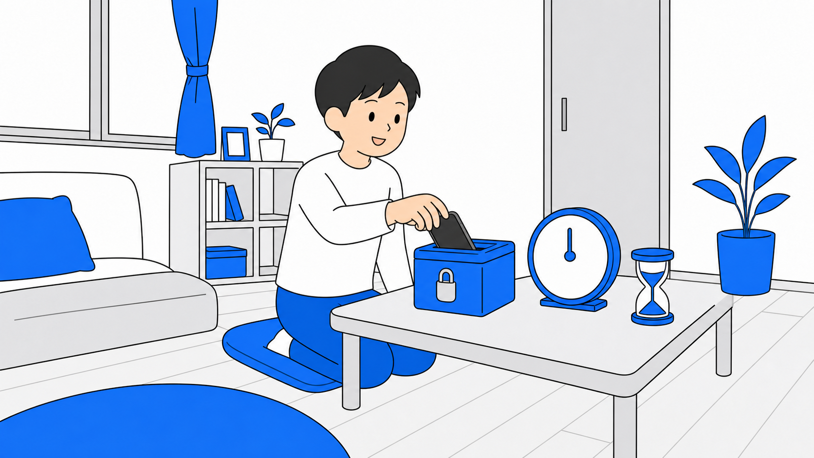 スマホの利用時間を制限するイメージのイラスト