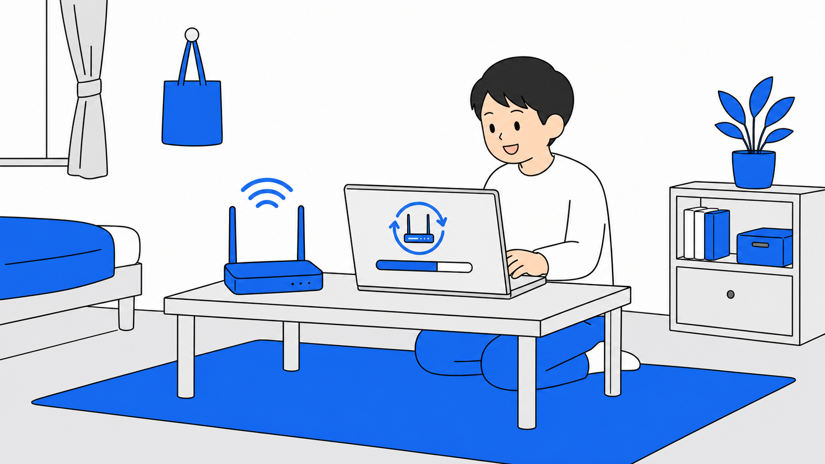 ルーターのファームウェアを更新するイメージのイラスト