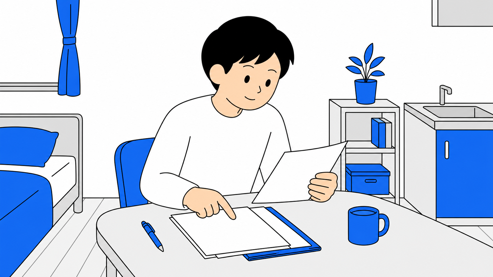 契約書の細かい条件を確認する人のイラスト