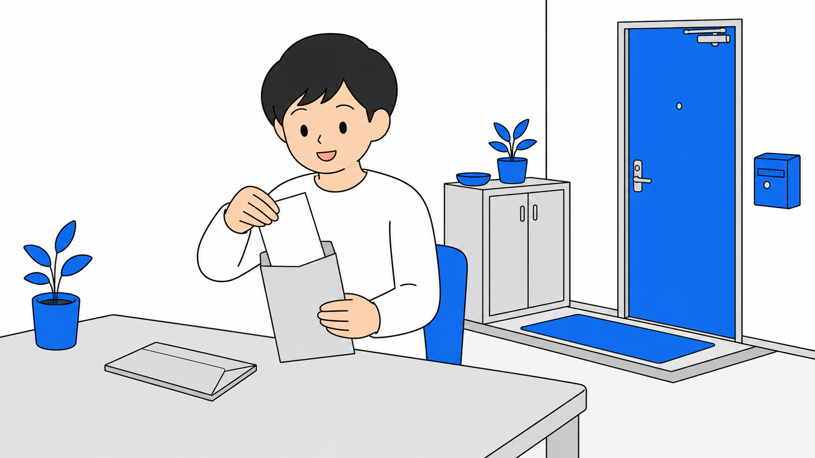 書面を郵送して解約手続きをする人のイラスト