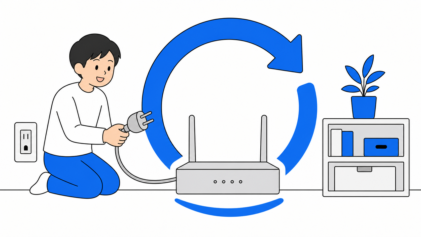 一人暮らしの部屋でルーターの置き場所を見直しているイメージ