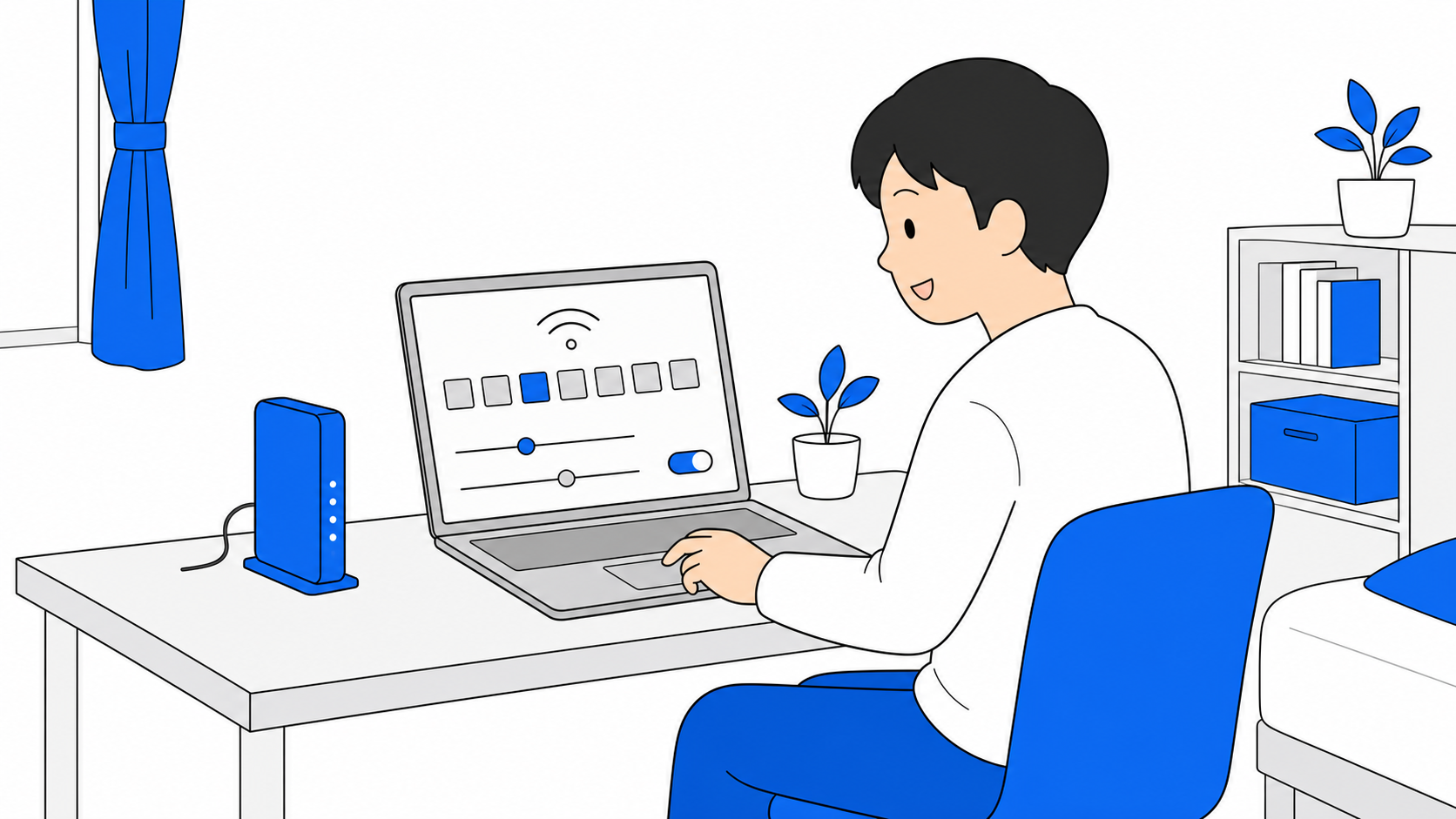 ルーターの設定画面でチャンネルを変更するイメージのイラスト