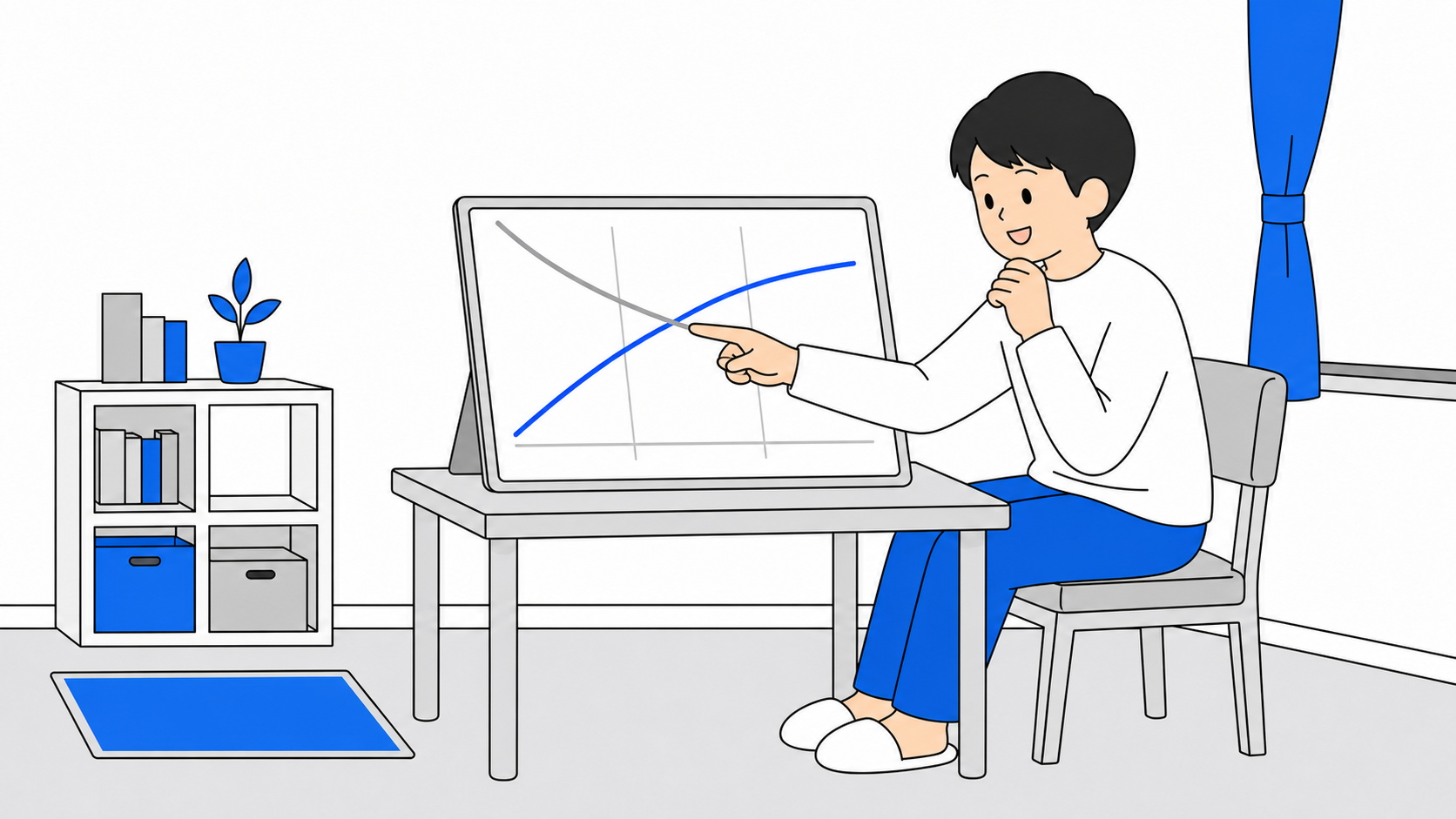 期間によってお得な選択が変わるグラフのイラスト