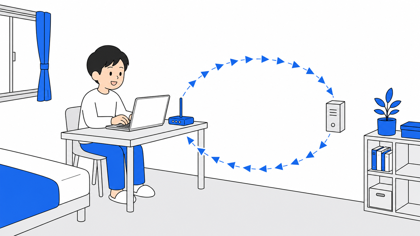 ping値の往復時間をあらわすイメージのイラスト