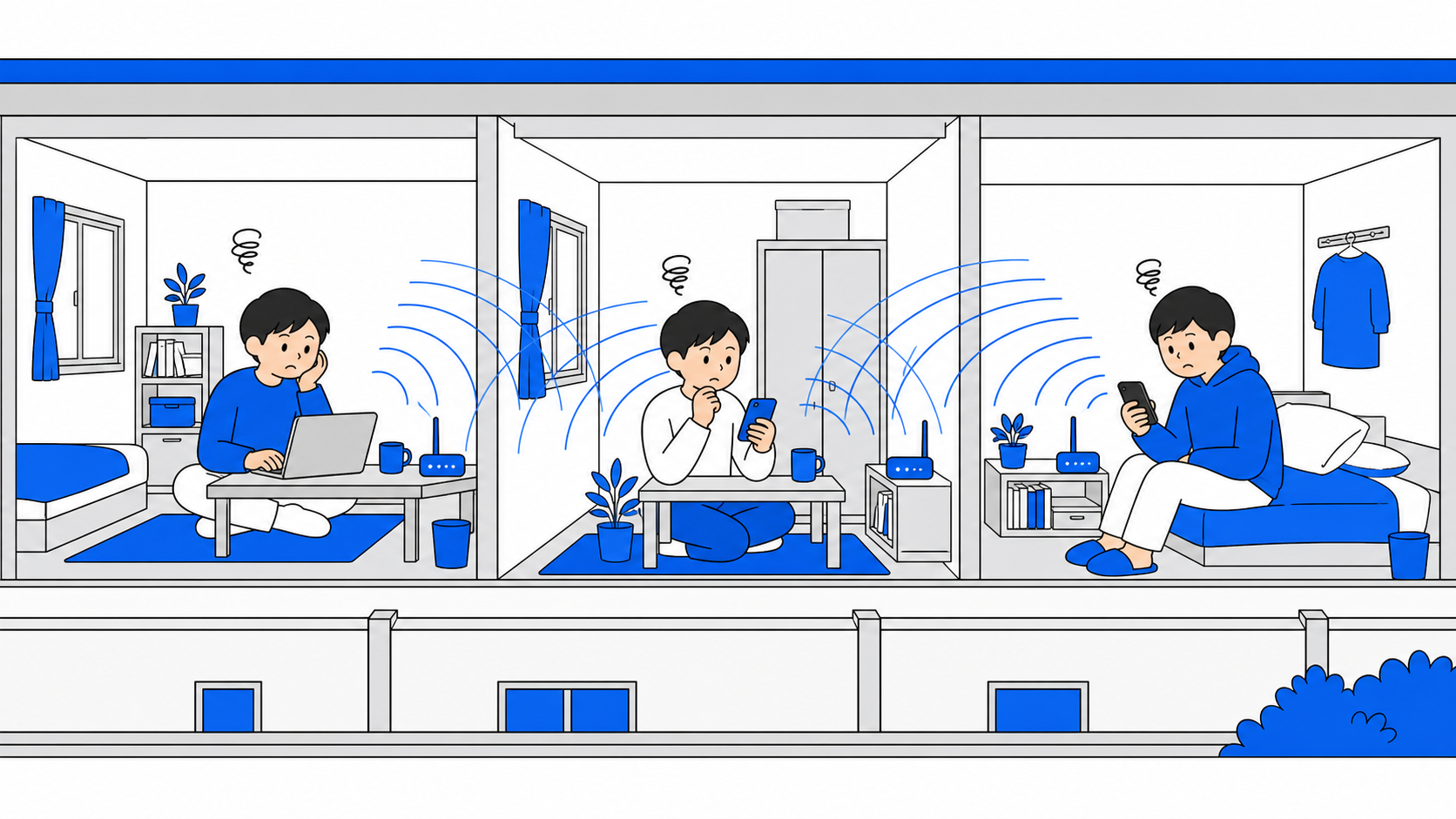 引っ越し当日にレンタルWi-Fiルーターを受け取るイメージ