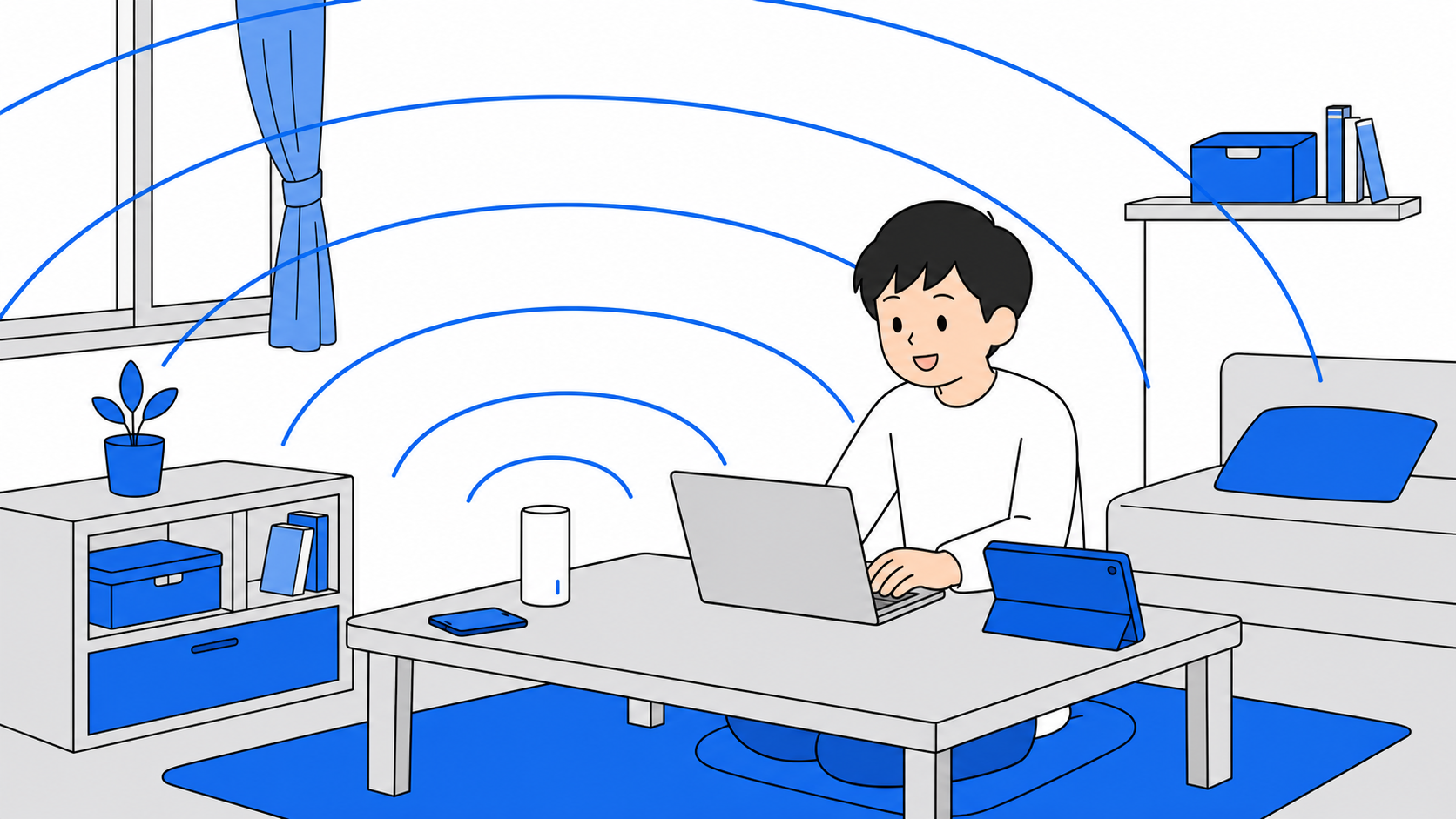 WiMAXが無制限に近くなったことをあらわすイメージのイラスト