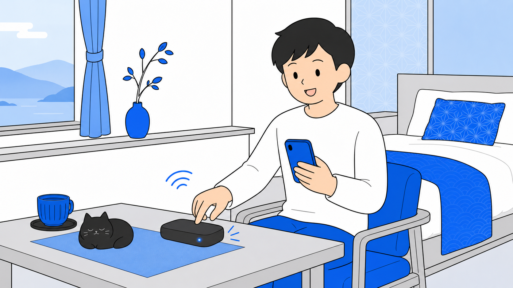 ワーケーション先で自分専用Wi-Fiを使うイメージ